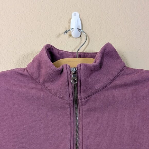 Girlfriend Collective Tulipwood Mauve 50/50 Half Zip Sweatshirt M Crop Lounge - Picture 3 of 8